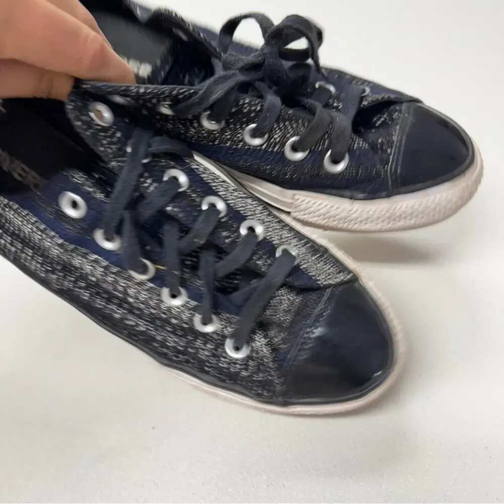 Converse All Stars Blue Black Knit Sneakers Womens 8 Casual Tennis Shoes Cap Toe - Picture 5 of 10
